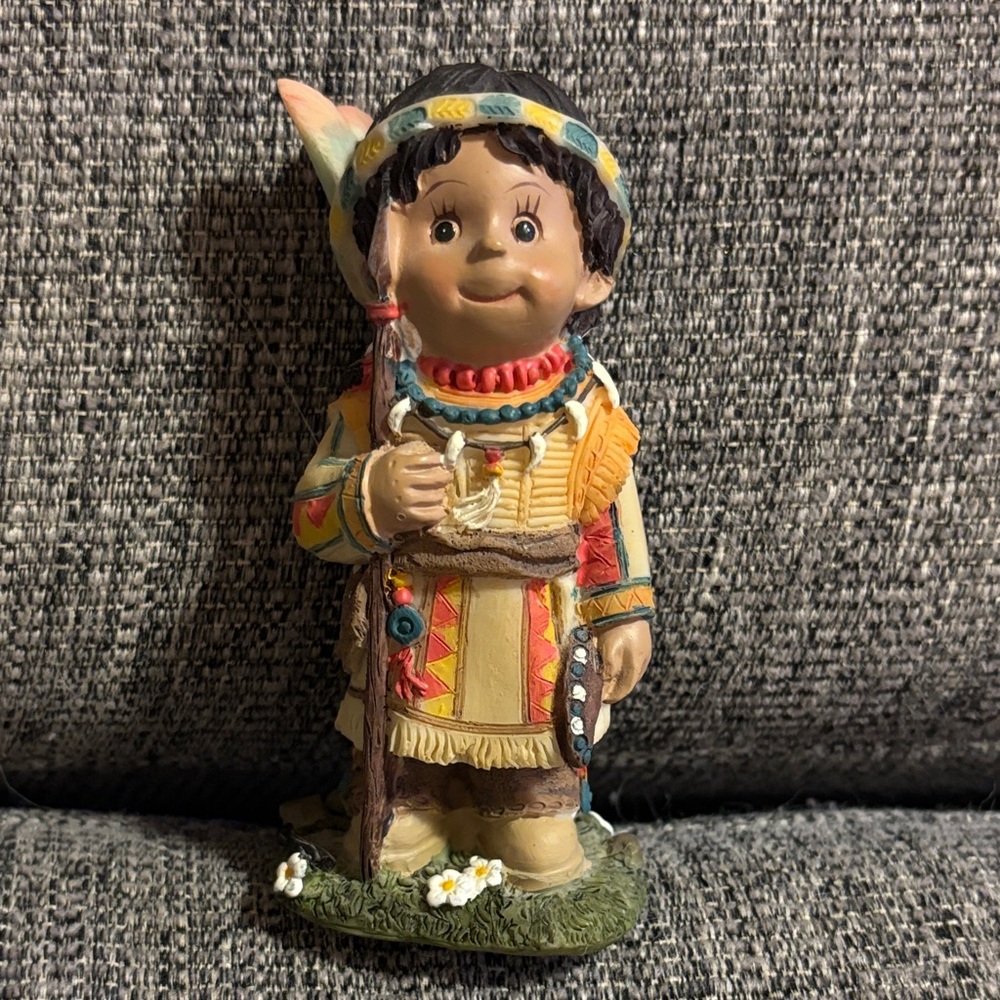 EUC Native American Little Boy  Figurine 3 7/8”Collectible Home Decor